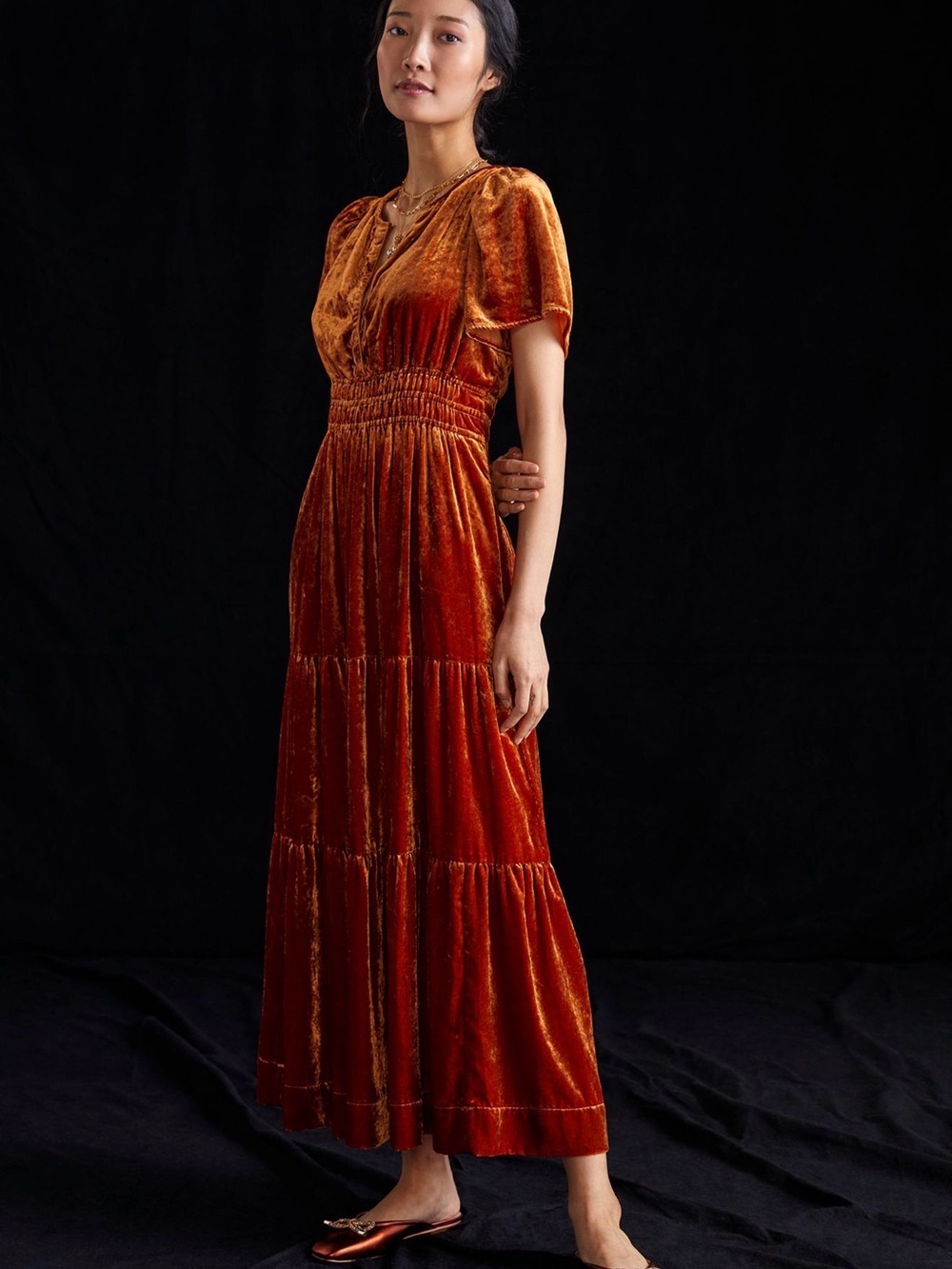 Anthropologie Somerset Maxi Dress: Velvet Edition Rust Velvet M